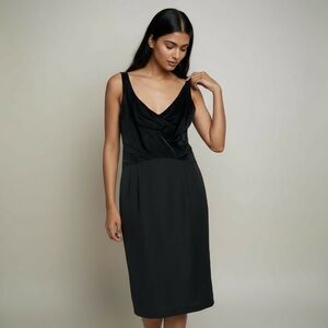 London Times Elegant Black Stretch Satin  Sleeveless‎ Sheath Dress NWT Size 10